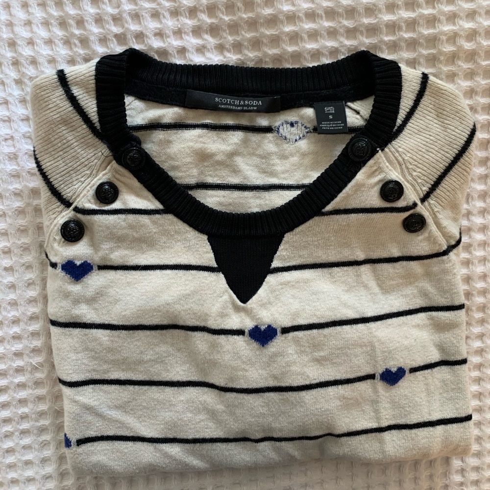 Scotch & Soda Heart Striped Button Detail Pullover